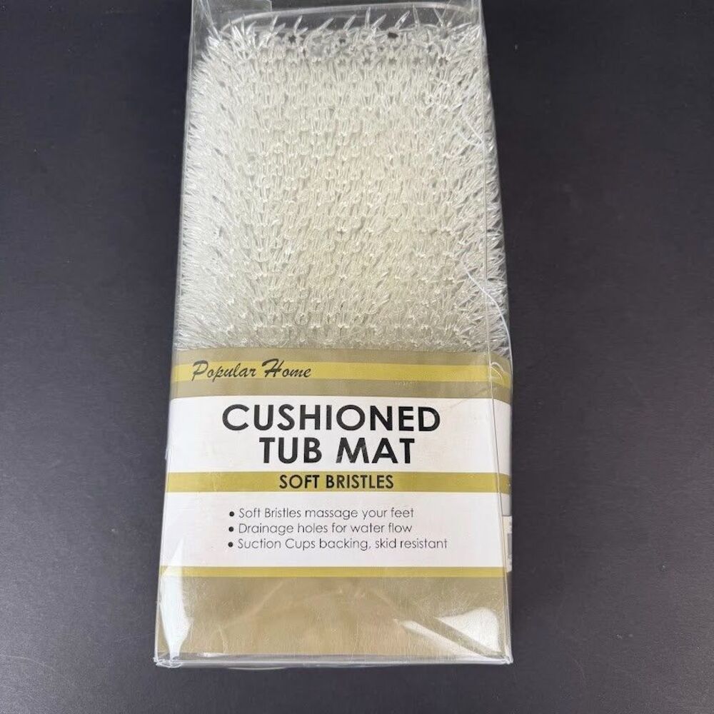 New Soft Bristle Cushioned Clear Vinyl 13.5x25.5 Inch Bathtub/Shower Mat NOS